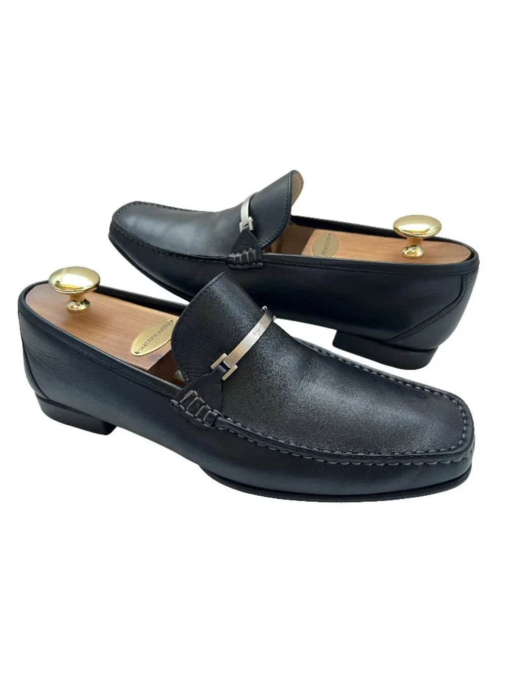 Salvatore Ferragamo Black Leather Bit Slip-On Loafers - Picture 2 of 8